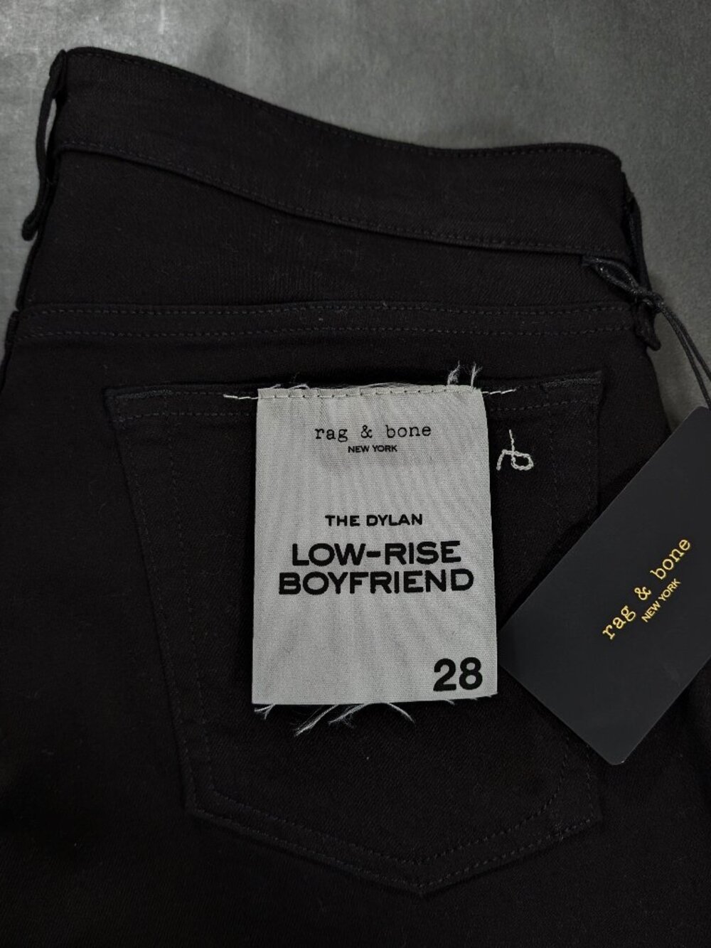 $198 Rag & Bone Dylan Low Rise Boyfriend Jeans Black Women's Size 28 NWT
